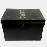 CAKE, Large Stencil Painted Tin Cake Box with Three Shelves