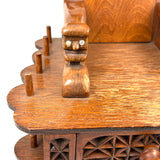 Crazy and Amazing c. 1950s Folk Art Tabletop Sewing Chair with Sparkly-Eyed Heads Everywhere!