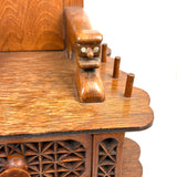 Crazy and Amazing c. 1950s Folk Art Tabletop Sewing Chair with Sparkly-Eyed Heads Everywhere!