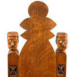 Crazy and Amazing c. 1950s Folk Art Tabletop Sewing Chair with Sparkly-Eyed Heads Everywhere!