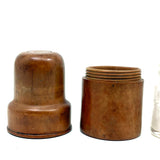 Lovely Antique Treen Apothecary Case with Original Glass Bottle and Cup
