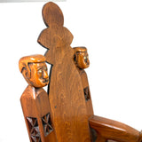 Crazy and Amazing c. 1950s Folk Art Tabletop Sewing Chair with Sparkly-Eyed Heads Everywhere!