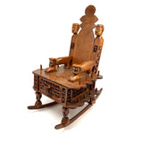 Crazy and Amazing c. 1950s Folk Art Tabletop Sewing Chair with Sparkly-Eyed Heads Everywhere!
