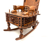 Crazy and Amazing c. 1950s Folk Art Tabletop Sewing Chair with Sparkly-Eyed Heads Everywhere!