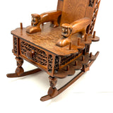 Crazy and Amazing c. 1950s Folk Art Tabletop Sewing Chair with Sparkly-Eyed Heads Everywhere!
