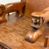 Crazy and Amazing c. 1950s Folk Art Tabletop Sewing Chair with Sparkly-Eyed Heads Everywhere!