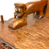 Crazy and Amazing c. 1950s Folk Art Tabletop Sewing Chair with Sparkly-Eyed Heads Everywhere!