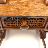 Crazy and Amazing c. 1950s Folk Art Tabletop Sewing Chair with Sparkly-Eyed Heads Everywhere!