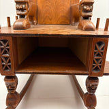 Crazy and Amazing c. 1950s Folk Art Tabletop Sewing Chair with Sparkly-Eyed Heads Everywhere!