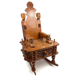 Crazy and Amazing c. 1950s Folk Art Tabletop Sewing Chair with Sparkly-Eyed Heads Everywhere!