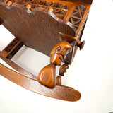 Crazy and Amazing c. 1950s Folk Art Tabletop Sewing Chair with Sparkly-Eyed Heads Everywhere!