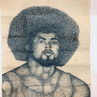 Striking Large Blue Ink Prison Drawing of "Chico" Pete J. Ortiz, May 1979, 19 Years Old