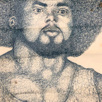 Striking Large Blue Ink Prison Drawing of "Chico" Pete J. Ortiz, May 1979, 19 Years Old