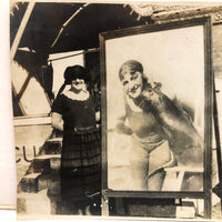 SOLD Bathing Beauties, c. 1920s Snapshot of Woman with Water Circus Signage