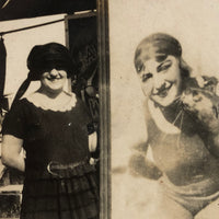 SOLD Bathing Beauties, c. 1920s Snapshot of Woman with Water Circus Signage