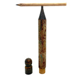 Wonderful Antique Handpainted Treen Pencil Shaped Pencil Box (With Early Pencil, As Found)