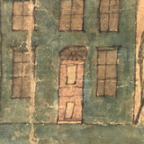 Early 19th Century Watercolor of Blue House with Willow