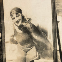 SOLD Bathing Beauties, c. 1920s Snapshot of Woman with Water Circus Signage