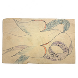 Dove with Banner and Many Birds on Reverse, 1902 James Adaire, Spring Grove PA Ink and Crayon Drawing