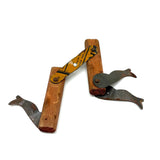 Three Dancing Legs, Partial Old Folk Art Tin and Wood Balancing Toy, As Found