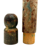 Wonderful Antique Handpainted Treen Pencil Shaped Pencil Box (With Early Pencil, As Found)