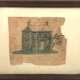 Early 19th Century Watercolor of Blue House with Willow