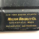 No. A1: Early Milton Bradley Watercolor Tin with Excellent Graphics, Blotter Papers, and Well Used Colors, c. 1890