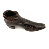Early-Mid 19th Century Carved Folk Art Miniature Shoe with Incised Leaves on Vine Decoration