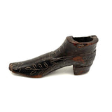Early-Mid 19th Century Carved Folk Art Miniature Shoe with Incised Leaves on Vine Decoration