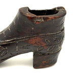 Early-Mid 19th Century Carved Folk Art Miniature Shoe with Incised Leaves on Vine Decoration