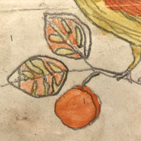 Two Birds, Pennsylvania German Schoolgirl Fraktur Watercolor