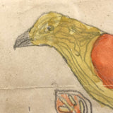 Two Birds, Pennsylvania German Schoolgirl Fraktur Watercolor