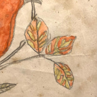 Two Birds, Pennsylvania German Schoolgirl Fraktur Watercolor