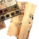 No. A1: Early Milton Bradley Watercolor Tin with Excellent Graphics, Blotter Papers, and Well Used Colors, c. 1890