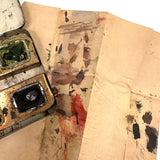 No. A1: Early Milton Bradley Watercolor Tin with Excellent Graphics, Blotter Papers, and Well Used Colors, c. 1890