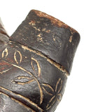 Early-Mid 19th Century Carved Folk Art Miniature Shoe with Incised Leaves on Vine Decoration