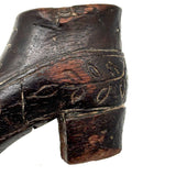 Early-Mid 19th Century Carved Folk Art Miniature Shoe with Incised Leaves on Vine Decoration