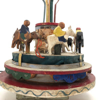 Very Tender 1952 Signed Folk Art Hand-cranked Carousel