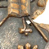 Antique Olive Wood Relief Carving with Bible, Arrow, Club, Tools