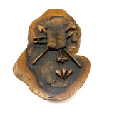 Antique Olive Wood Relief Carving with Bible, Arrow, Club, Tools