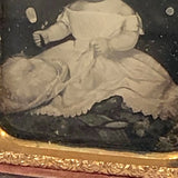 Early 9th Plate Daguerreotype of Folk Art Painting of Young Chlld with Hat and Mirror