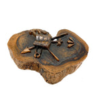 Antique Olive Wood Relief Carving with Bible, Arrow, Club, Tools