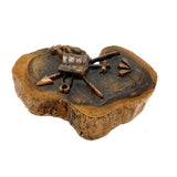 Antique Olive Wood Relief Carving with Bible, Arrow, Club, Tools