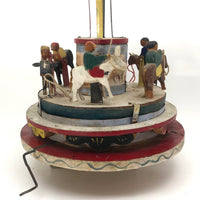 Very Tender 1952 Signed Folk Art Hand-cranked Carousel