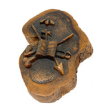 Antique Olive Wood Relief Carving with Bible, Arrow, Club, Tools