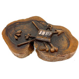 Antique Olive Wood Relief Carving with Bible, Arrow, Club, Tools