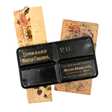 No. A1: Early Milton Bradley Watercolor Tin with Excellent Graphics, Blotter Papers, and Well Used Colors, c. 1890