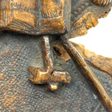 Antique Olive Wood Relief Carving with Bible, Arrow, Club, Tools