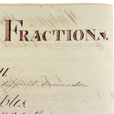 Vulgar Fractions Math Notebook with 1818 Letter from Boston