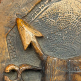 Antique Olive Wood Relief Carving with Bible, Arrow, Club, Tools